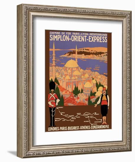 Simplon Orient-Express - London to Constantinople -  Vintage PLM Railroad Travel Poster, 1922-Roger Broders-Framed Premium Giclee Print