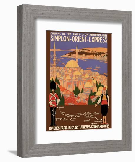 Simplon Orient-Express - London to Constantinople -  Vintage PLM Railroad Travel Poster, 1922-Roger Broders-Framed Premium Giclee Print