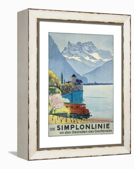 'Simplonlinie' - Plakatwerbung für eine Zugfahrt rund um den Genfer See-Emil Cardinaux-Framed Premier Image Canvas