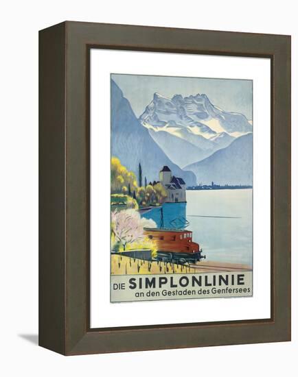 'Simplonlinie' - Plakatwerbung für eine Zugfahrt rund um den Genfer See-Emil Cardinaux-Framed Premier Image Canvas