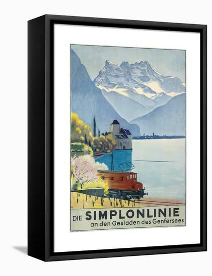 'Simplonlinie' - Plakatwerbung für eine Zugfahrt rund um den Genfer See-Emil Cardinaux-Framed Premier Image Canvas