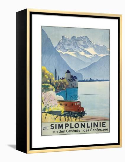 'Simplonlinie' - Plakatwerbung für eine Zugfahrt rund um den Genfer See-Emil Cardinaux-Framed Premier Image Canvas