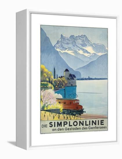 'Simplonlinie' - Plakatwerbung für eine Zugfahrt rund um den Genfer See-Emil Cardinaux-Framed Premier Image Canvas