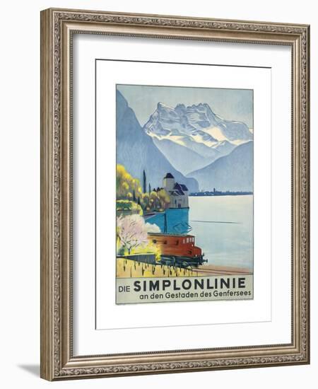 'Simplonlinie' - Plakatwerbung für eine Zugfahrt rund um den Genfer See-Emil Cardinaux-Framed Giclee Print