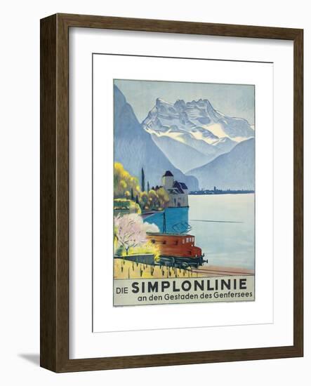 'Simplonlinie' - Plakatwerbung für eine Zugfahrt rund um den Genfer See-Emil Cardinaux-Framed Giclee Print