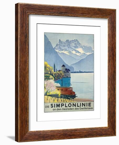 'Simplonlinie' - Plakatwerbung für eine Zugfahrt rund um den Genfer See-Emil Cardinaux-Framed Giclee Print