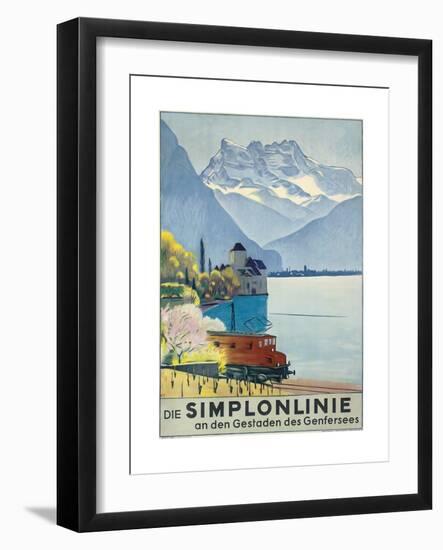 'Simplonlinie' - Plakatwerbung für eine Zugfahrt rund um den Genfer See-Emil Cardinaux-Framed Giclee Print