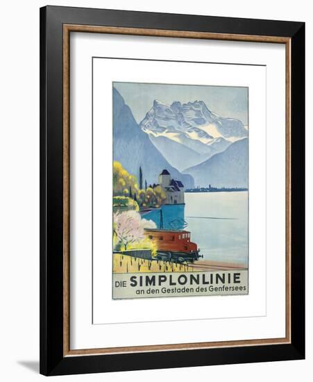 'Simplonlinie' - Plakatwerbung für eine Zugfahrt rund um den Genfer See-Emil Cardinaux-Framed Giclee Print