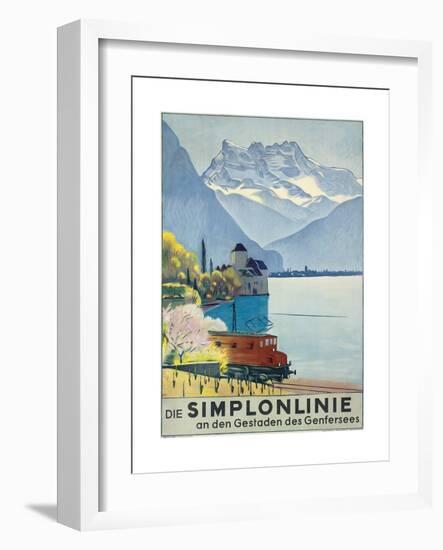 'Simplonlinie' - Plakatwerbung für eine Zugfahrt rund um den Genfer See-Emil Cardinaux-Framed Giclee Print