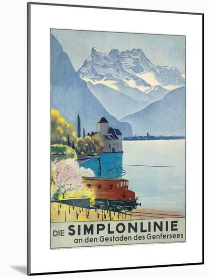 'Simplonlinie' - Plakatwerbung für eine Zugfahrt rund um den Genfer See-Emil Cardinaux-Mounted Giclee Print