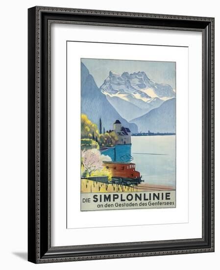 'Simplonlinie' - Plakatwerbung für eine Zugfahrt rund um den Genfer See-Emil Cardinaux-Framed Giclee Print