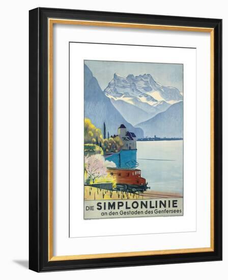 'Simplonlinie' - Plakatwerbung für eine Zugfahrt rund um den Genfer See-Emil Cardinaux-Framed Giclee Print