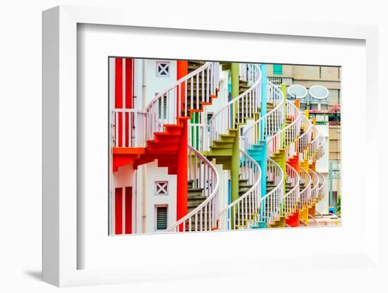 Singapore at Bugis Village Spiral Staircases.-Sean Pavone-Framed Photographic Print