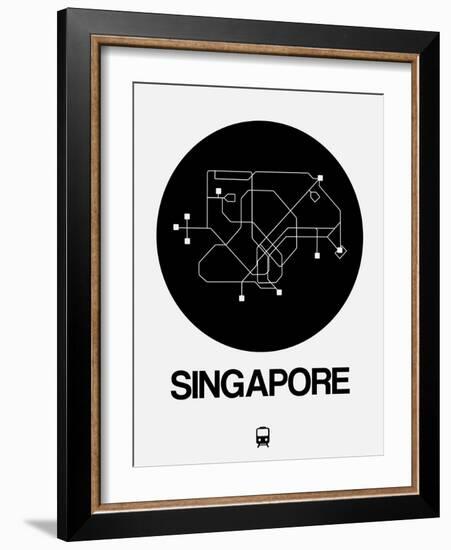 Singapore Black Subway Map-NaxArt-Framed Art Print