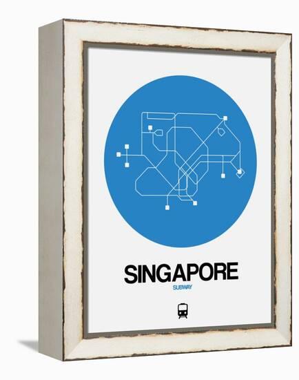 Singapore Blue Subway Map-NaxArt-Framed Stretched Canvas