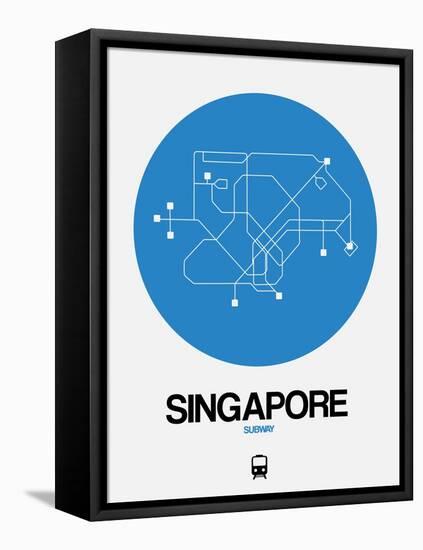 Singapore Blue Subway Map-NaxArt-Framed Stretched Canvas