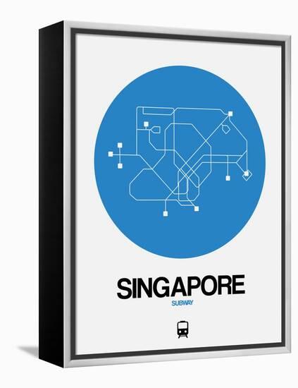 Singapore Blue Subway Map-NaxArt-Framed Stretched Canvas