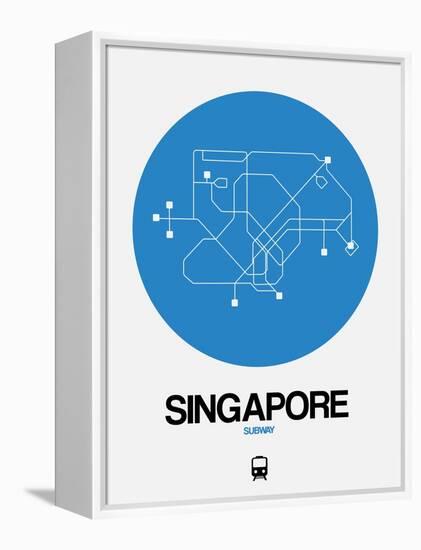 Singapore Blue Subway Map-NaxArt-Framed Stretched Canvas