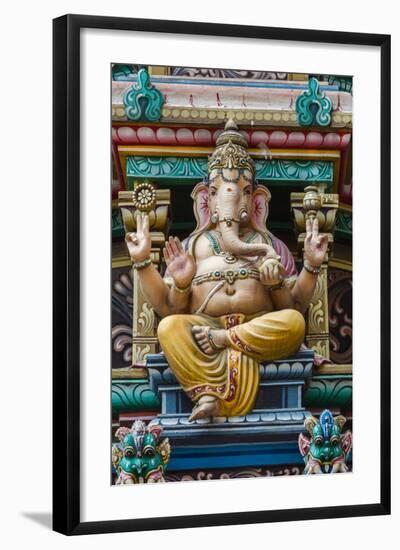 Singapore, Chinatown, Sri Mariamman Hindu Temple, Detail of Hindu Deity, Ganesh-Walter Bibikow-Framed Photographic Print