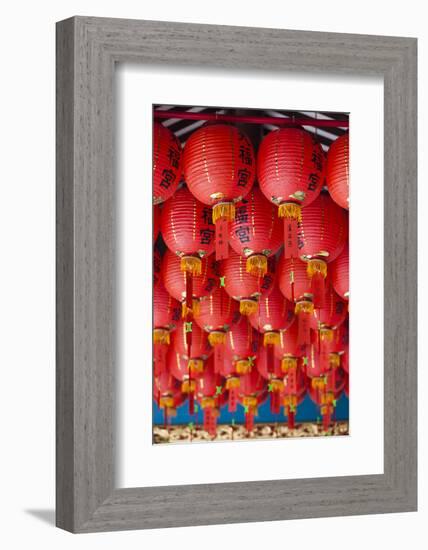 Singapore, Chinatown, Thian Hock Keng Temple, Chinese Red Lanterns-Walter Bibikow-Framed Photographic Print