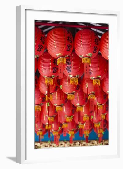 Singapore, Chinatown, Thian Hock Keng Temple, Chinese Red Lanterns-Walter Bibikow-Framed Photographic Print