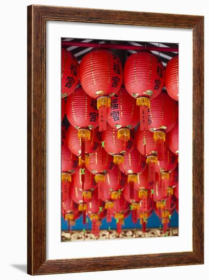 Singapore, Chinatown, Thian Hock Keng Temple, Chinese Red Lanterns-Walter Bibikow-Framed Photographic Print