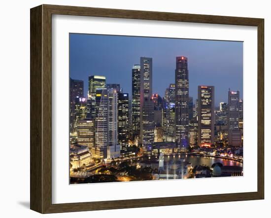 Singapore, City Skyline at Night-Steve Vidler-Framed Photographic Print