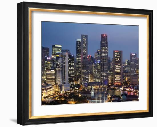 Singapore, City Skyline at Night-Steve Vidler-Framed Photographic Print