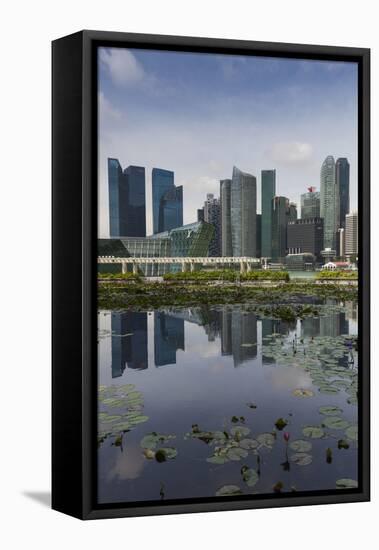 Singapore, City Skyline by the Marina Reservoir-Walter Bibikow-Framed Premier Image Canvas