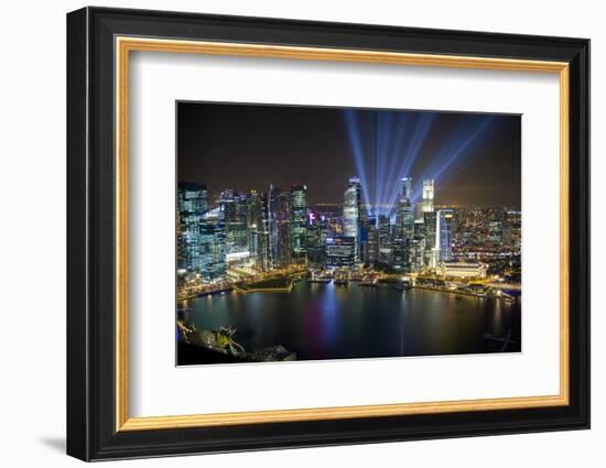 Singapore. Downtown Overview at Night-Jaynes Gallery-Framed Photographic Print