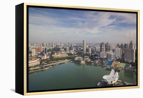 Singapore, Elevated City Skyline Above Marina Reservoir, Morning-Walter Bibikow-Framed Premier Image Canvas