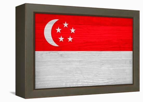 Singapore Flag Design with Wood Patterning - Flags of the World Series-Philippe Hugonnard-Framed Stretched Canvas