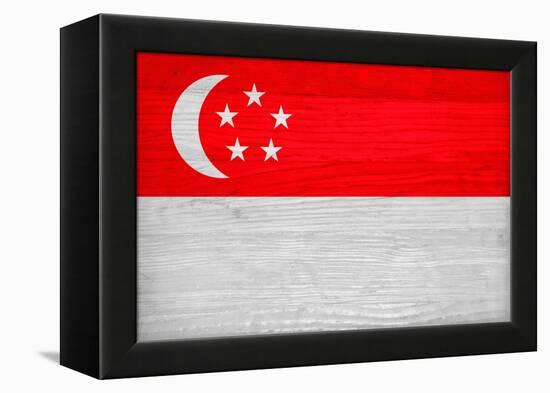 Singapore Flag Design with Wood Patterning - Flags of the World Series-Philippe Hugonnard-Framed Stretched Canvas