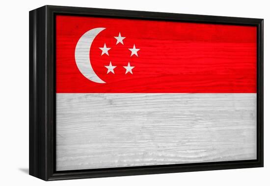 Singapore Flag Design with Wood Patterning - Flags of the World Series-Philippe Hugonnard-Framed Stretched Canvas