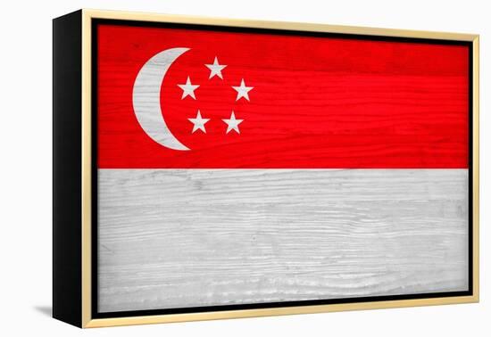 Singapore Flag Design with Wood Patterning - Flags of the World Series-Philippe Hugonnard-Framed Stretched Canvas