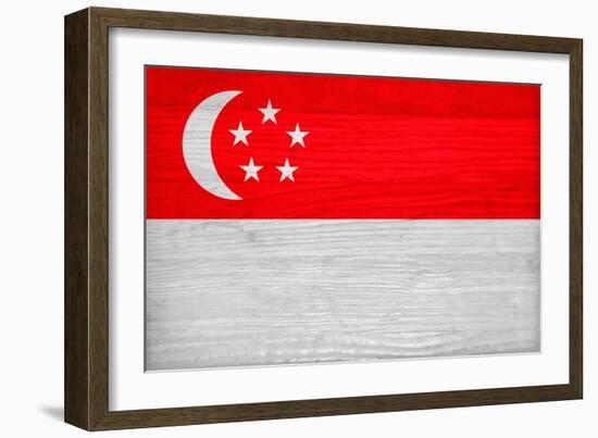 Singapore Flag Design with Wood Patterning - Flags of the World Series-Philippe Hugonnard-Framed Art Print