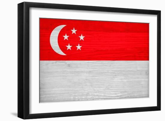 Singapore Flag Design with Wood Patterning - Flags of the World Series-Philippe Hugonnard-Framed Art Print