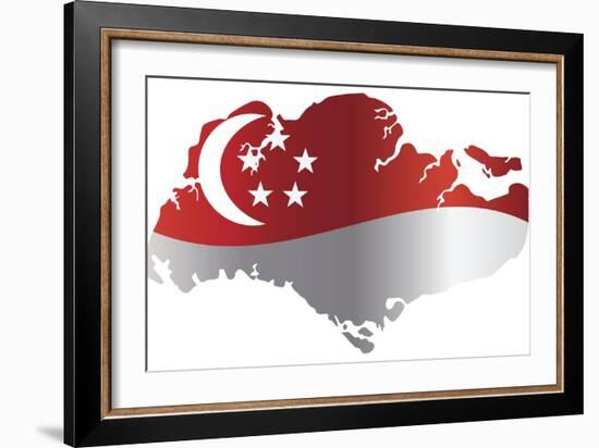 Singapore Flag In Map Silhouette Isolated Illustration-jpldesigns-Framed Art Print