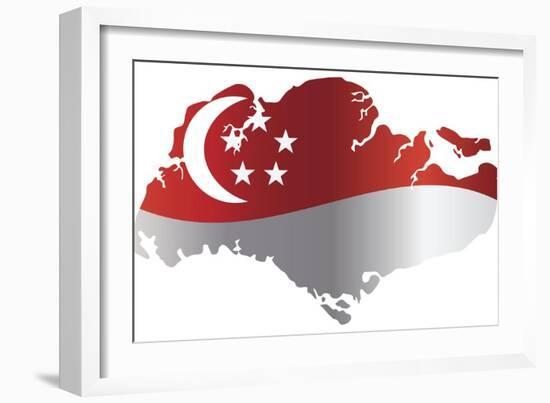 Singapore Flag In Map Silhouette Isolated Illustration-jpldesigns-Framed Art Print