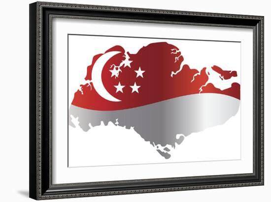 Singapore Flag In Map Silhouette Isolated Illustration-jpldesigns-Framed Art Print