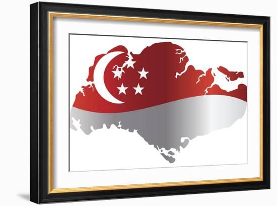 Singapore Flag In Map Silhouette Isolated Illustration-jpldesigns-Framed Art Print