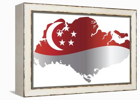 Singapore Flag In Map Silhouette Isolated Illustration-jpldesigns-Framed Stretched Canvas