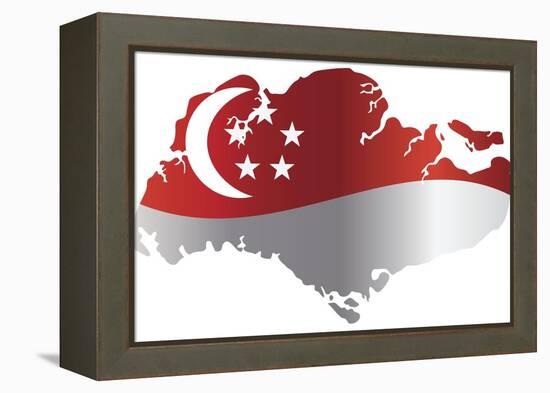 Singapore Flag In Map Silhouette Isolated Illustration-jpldesigns-Framed Stretched Canvas