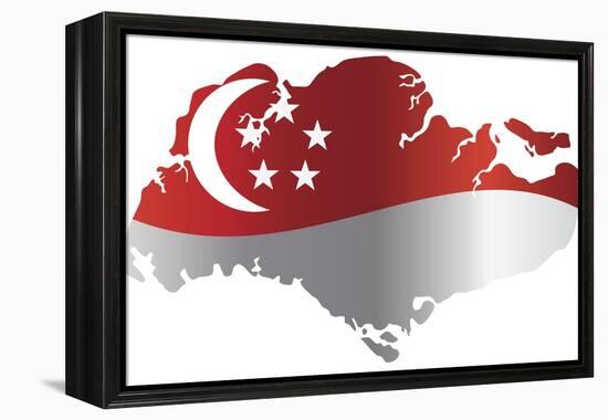 Singapore Flag In Map Silhouette Isolated Illustration-jpldesigns-Framed Stretched Canvas