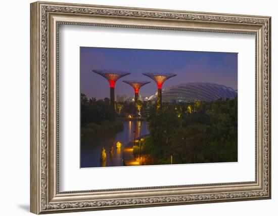 Singapore. Garden by the Sea Towers at Night-Jaynes Gallery-Framed Photographic Print