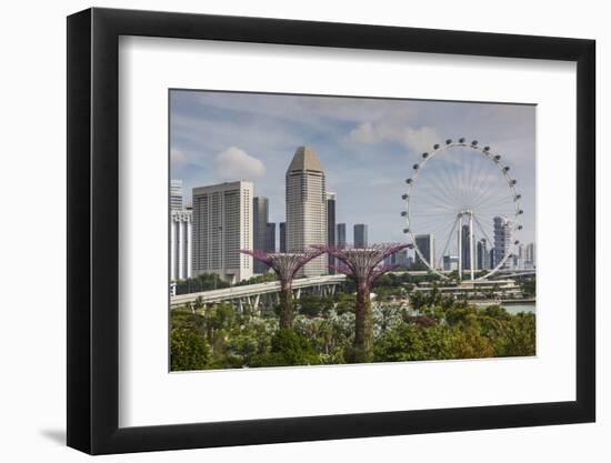 Singapore, Gardens by the Bay, Super Tree Grove, Elevated Walkway View with Singapore Skyline-Walter Bibikow-Framed Photographic Print