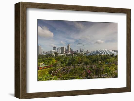 Singapore, Gardens by the Bay, Super Tree Grove, Elevated Walkway View with Singapore Skyline-Walter Bibikow-Framed Photographic Print