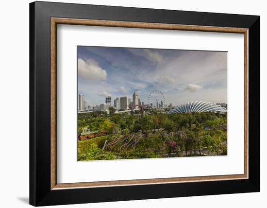 Singapore, Gardens by the Bay, Super Tree Grove, Elevated Walkway View with Singapore Skyline-Walter Bibikow-Framed Photographic Print