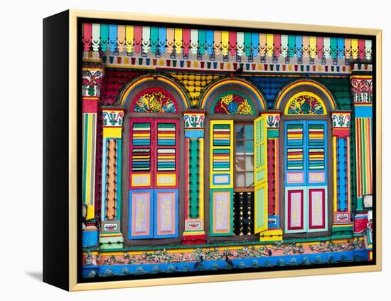 Singapore, Little India, Colourful Heritage Villa, Once the Residence of Tan Teng Niah-Gavin Hellier-Framed Premier Image Canvas