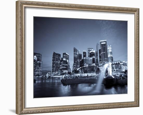 Singapore, Merlion Park and Singapore Skyline-Michele Falzone-Framed Photographic Print